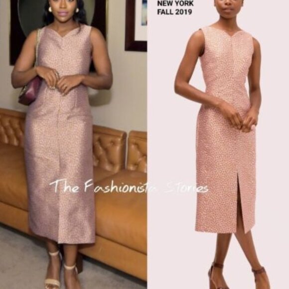 Kate Spade Floral Leopard Jacquard Midi Sheath Dress Size 12 - Picture 3 of 9